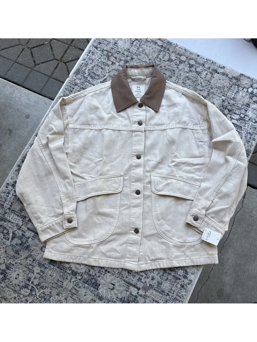 NEW FREE PEOPLE We The Free Lemon Denim Jacket Women's Size XS White Cap